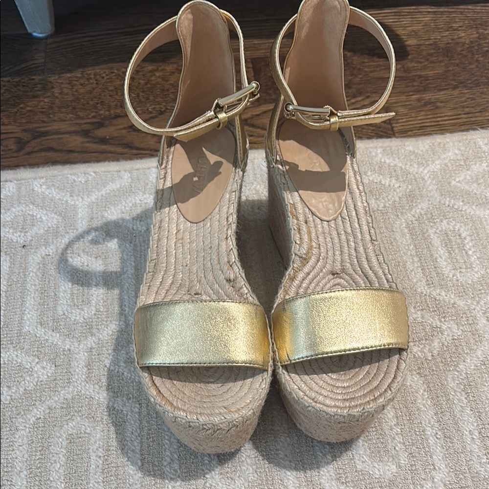 J.Crew Gold Wedge Sandals
